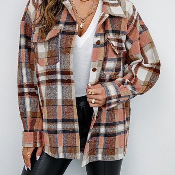 Plaid Button-Up Women's Jacket - Picture 3 of 3